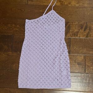 NWT For Love and Lemons Lilac Crochet One-Shoulder Dress Size S